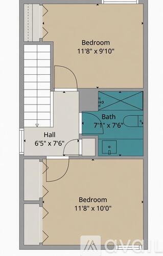 A floor plan shows a bedroom that is 11'8" x 9'10", a bath that is 7'1" x 7'6", and a hall that is 6'5" x 7