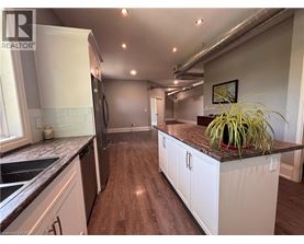 A kitchen with white cabinets and a plant on the counter.