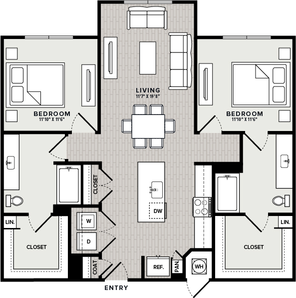 2 Bed, 2 Bath