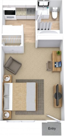 Studio / One Bath