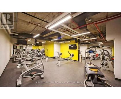 A gym with treadmills, exercise bikes, and other equipment.