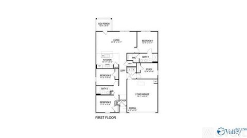A floor plan of a house with a first floor labeled.
