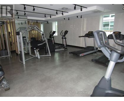 A gym with treadmills and elliptical machines.