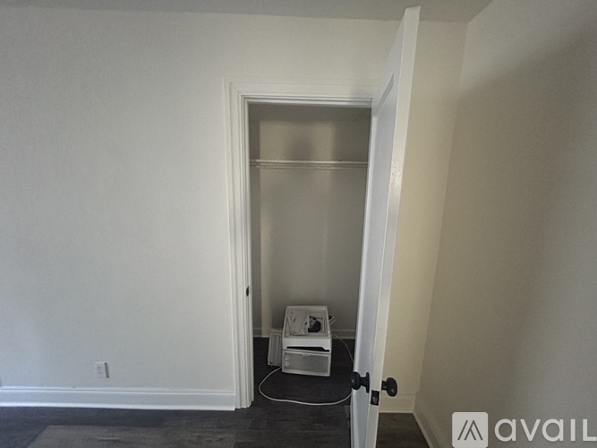 A room with a white door and a white wall.