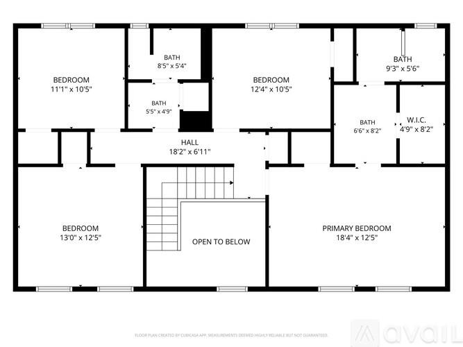 A floor plan for a home with a primary bedroom, bath, and other bedrooms.