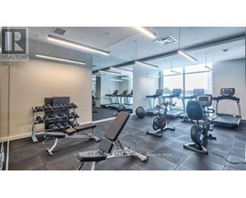 A well-equipped gym with various exercise machines and weights.