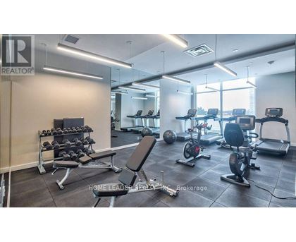 A well-equipped gym with various exercise machines and weights.