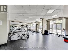 A gym with treadmills, elliptical machines, and other exercise equipment.