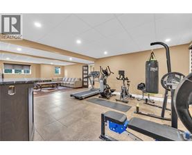 A well-equipped home gym with a variety of exercise equipment.