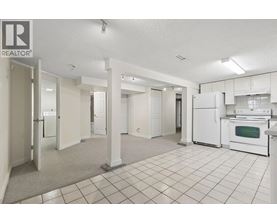 A realtor's office with a kitchen area.