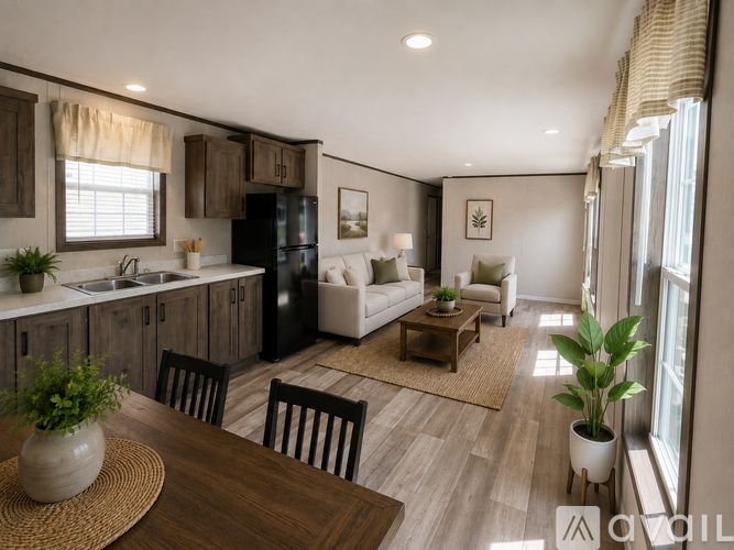 A kitchen with a stove top oven and wooden cabinets.