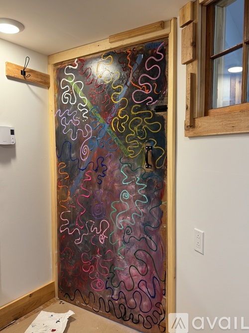A door with a painting on it.