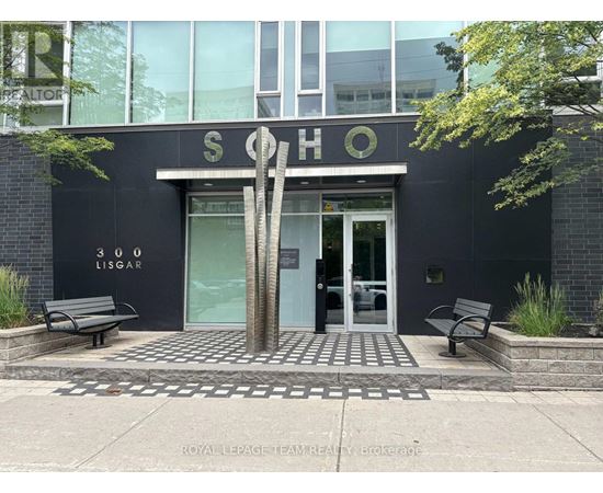 The front of a building with the word SOHO on it.