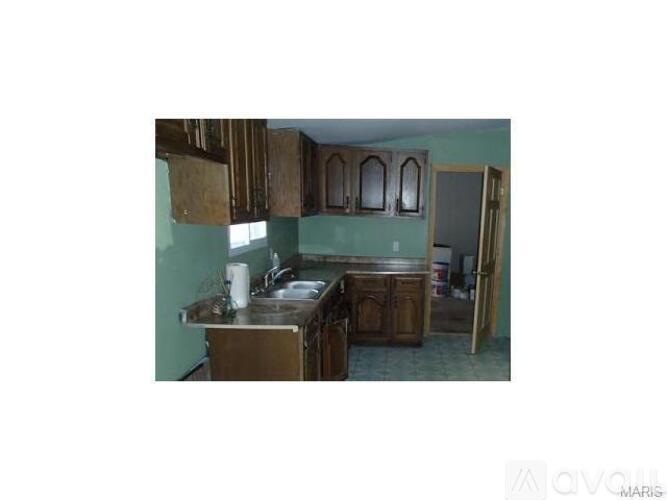 A kitchen with wooden cabinets and a sink.