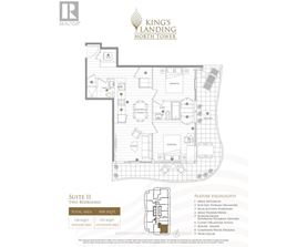 A floor plan for a property at King's Landing North Tower showing two bedrooms and a total area of 1000 sqft.