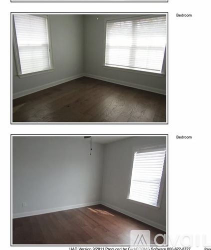 Two images of a bedroom with a window and wooden flooring.