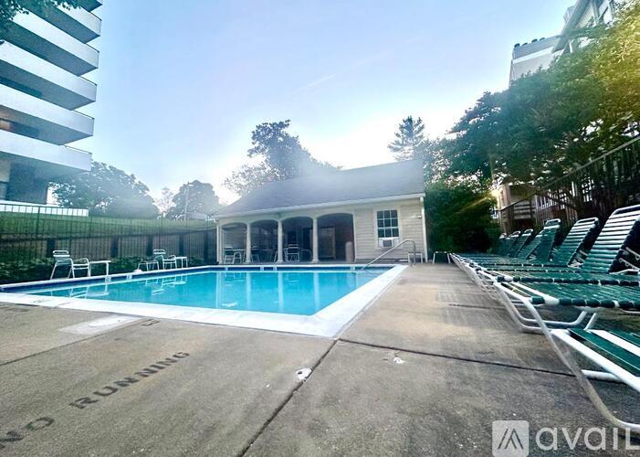 A pool with the word RUNNINGS written on the ground.