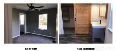 A bedroom and a full bathroom are available.
