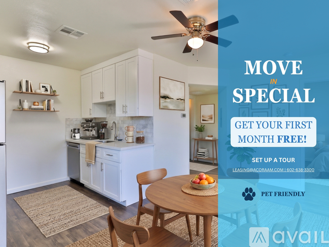 A kitchen with a special move in offer.