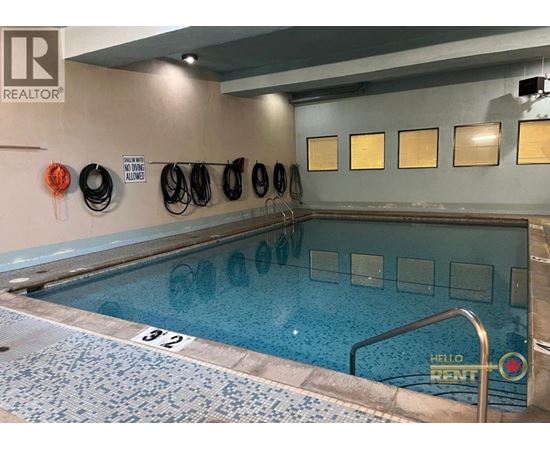 A pool with the number 32 on the floor.