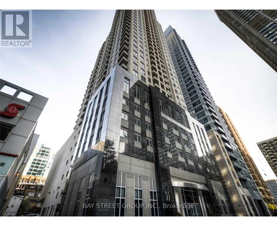 A tall building with the words Bay Street Group Inc. Brokerage on the front.