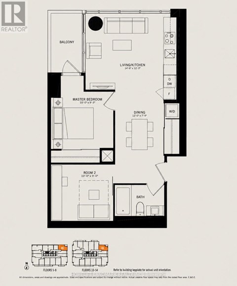 A black and white floor plan of a house with a balcony, living kitchen, and two bedrooms.