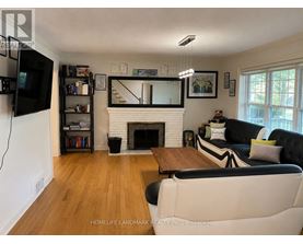 A living room with a fireplace and a television.