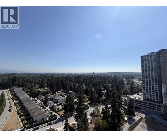 A sunny day in a residential area with a tall building on the right.
