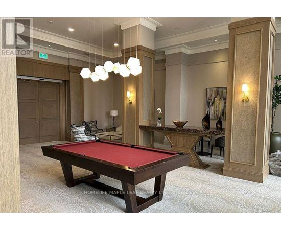A pool table in a room with a green plant on the side.