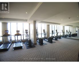 A gym with treadmills, weights and exercise machines.