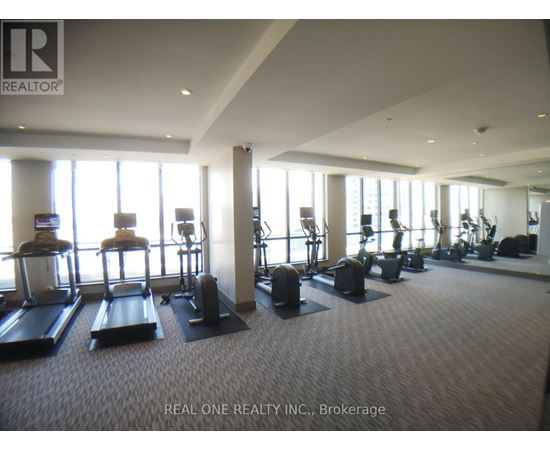 A gym with treadmills, weights and exercise machines.