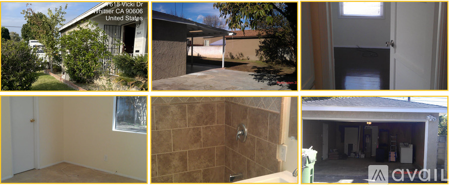 A collage of images showing various rooms and exteriors of a property.