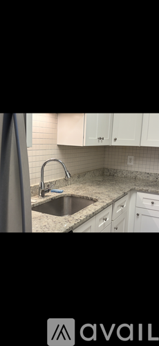 A kitchen with a sink and cabinets.
