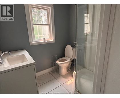 A bathroom with a toilet, sink, and shower.