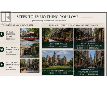 A flyer advertising steps to various destinations in St. Clair West.