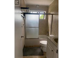 A bathroom with a toilet, sink, and shower.