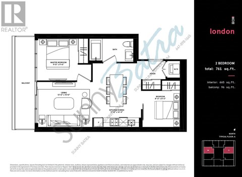 A floor plan for a 2 bedroom apartment in London.
