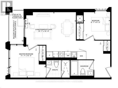 A black and white floor plan of a house with a master bedroom and a living room.