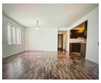 A room with wooden flooring and a white ceiling.