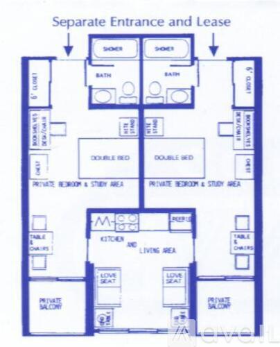A blueprint of a Separate Entrance and Lease apartment layout.