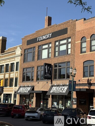 A street view of a building with the word "FONDRY" on it.