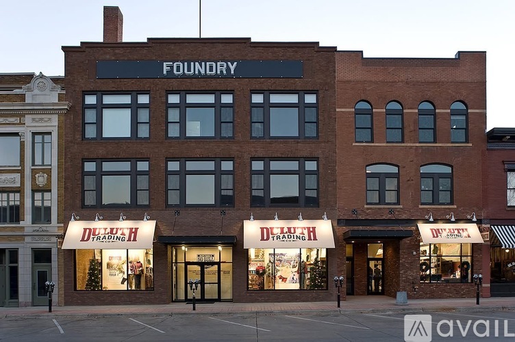 A building with the word FOUNDRY on the top of it.