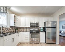A kitchen with white cabinets and stainless steel appliances.