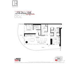 A floor plan for a two bedroom, den, and 3 bedroom suite at The Dallas Castle.