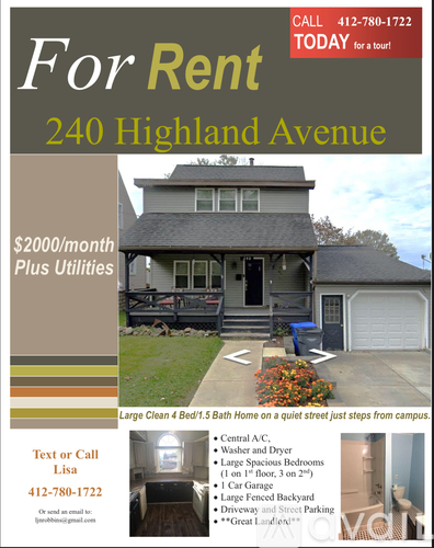 A house is for rent at 240 Highland Avenue.