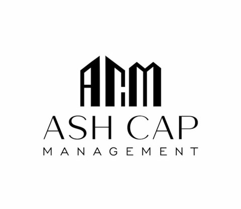 A black and white logo for Ash Cap Management.