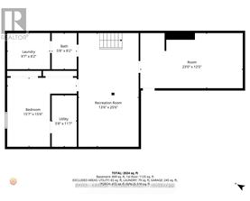 A floor plan of a house with a laundry room, bathroom, bedroom, utility room, recreation room, and a room with unspecified use.