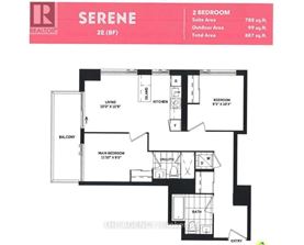 A floor plan for a 2 bedroom suite area of 788 sq.ft.