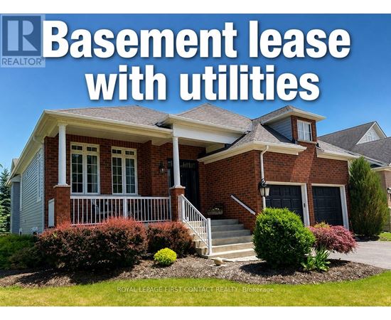 A house with the text "Basement lease with utilities" in front of it.