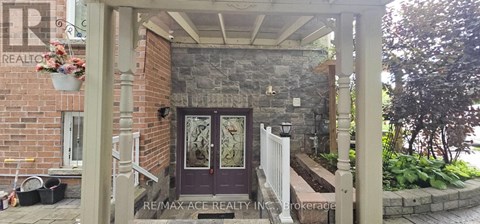 A house entrance with a glass door and a sign that says RE/MAX Ace Realty.